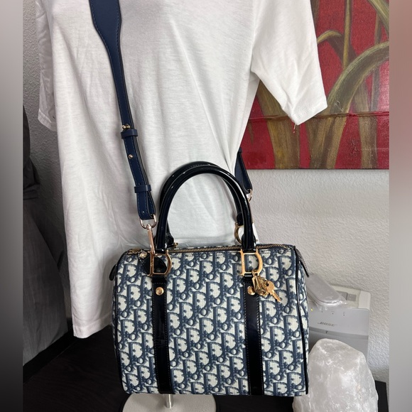 Dior Handbags - Introducing Dior Chic Navy and Beige Oblique Boston Bag for Just $700